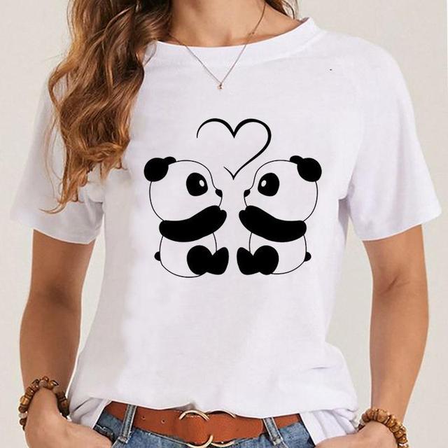 Moda Roupas Senhoras Panda Adorável Tendência Dos Desenhos Animados Roupas  De Manga Curta Gráfico T Camisa De Verão Camiseta Feminina Topo Feminino -  Camisetas - AliExpress